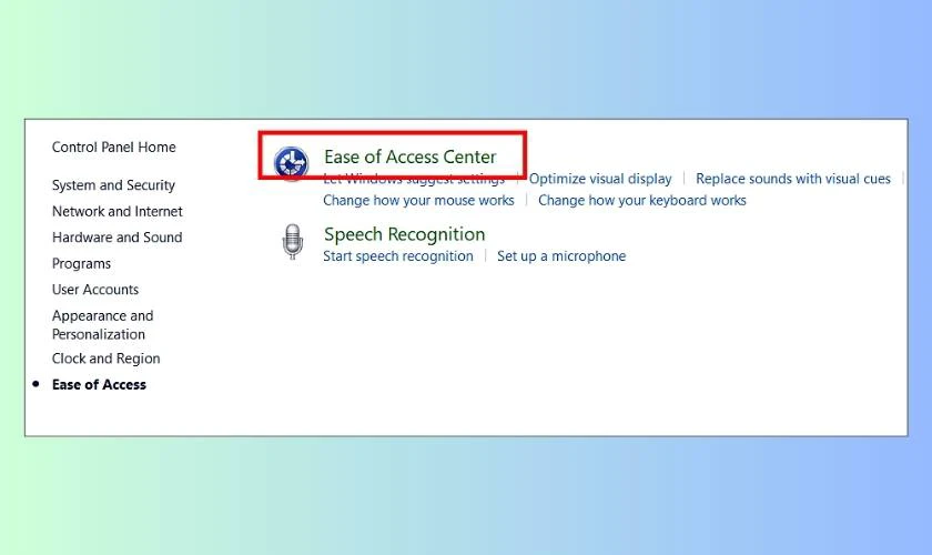 Ease of Access Center