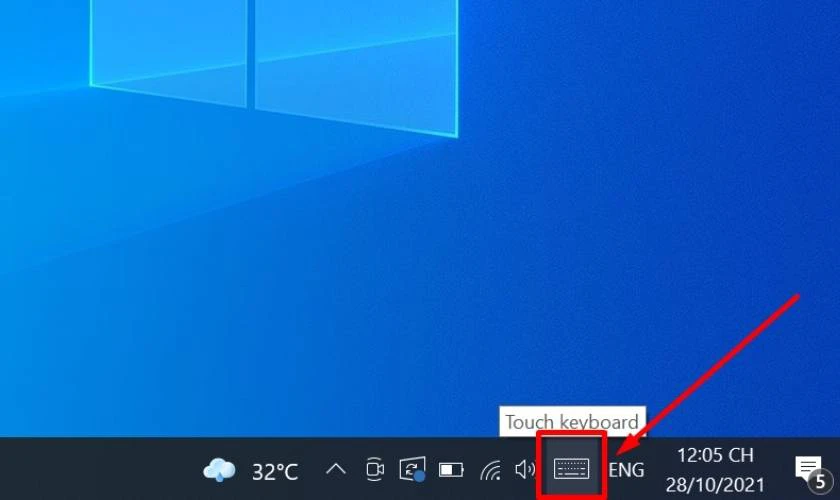 Cách bật bàn phím ảo trên laptop Lenovo bằng Taskbar nhanh