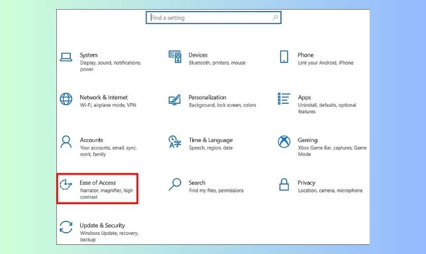 Cách bật bàn phím ảo trên laptop Lenovo bằng Setting đơn giản
