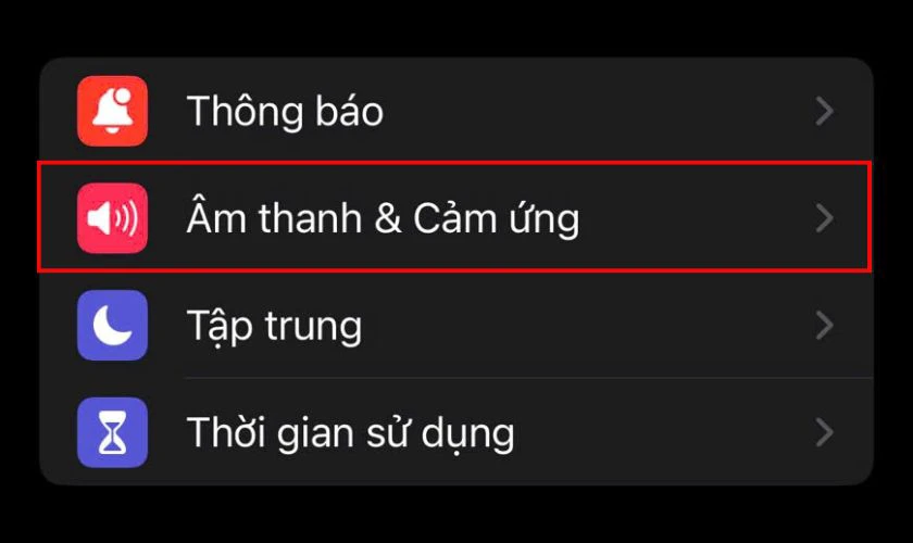 Chọn Âm thanh & Cảm ứng