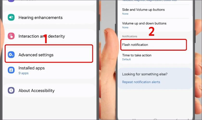 Chọn mục Đèn flash thông báo
