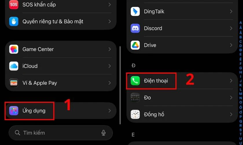Thiết lập thông báo cuộc gọi trong Cài đặt