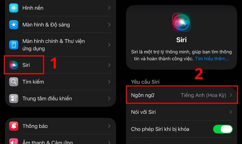 Cài đặt ngôn ngữ giọng nói của Siri sang tiếng Việt