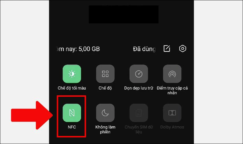 Cách bật NFC trên OPPO từ thanh thông báo