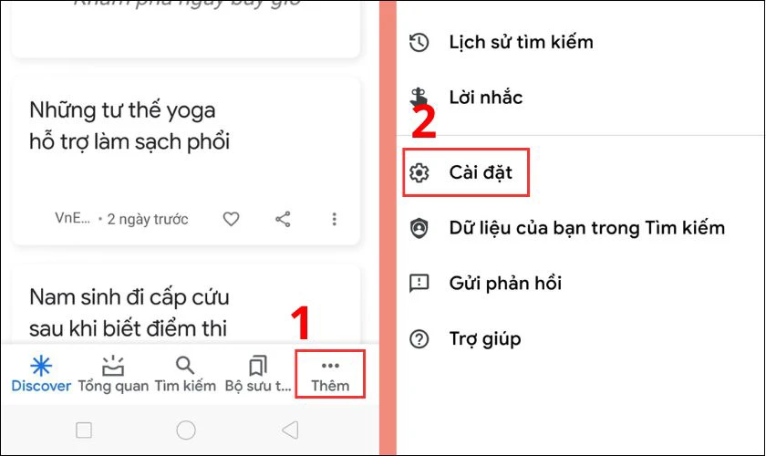 Mở ứng dụng Google và nhấn vào mục Thêm