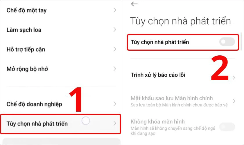 Cách tắt tùy chọn nhà phát triển Xiaomi