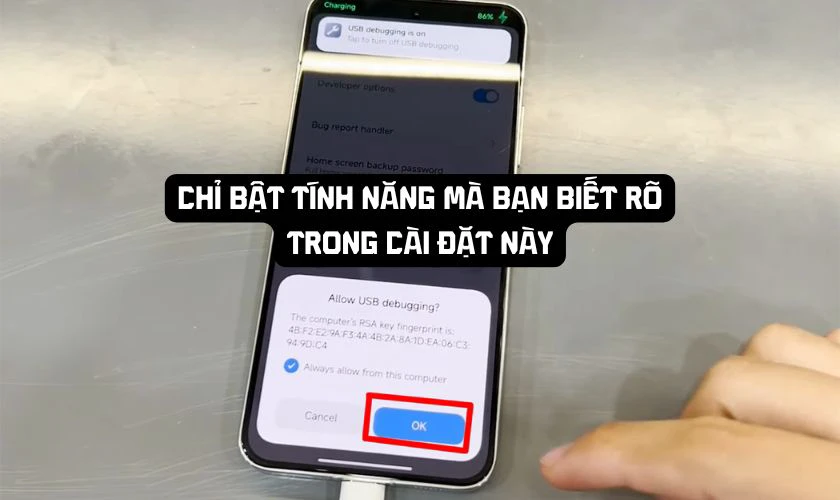 Lưu ý khi bật tùy chọn nhà phát triển Xiaomi