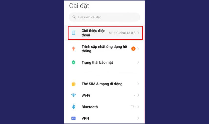 Cách bật tùy chọn nhà phát triển Xiaomi - Chọn Giới thiệu điện thoại