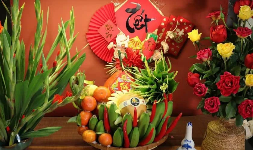 Mâm ngũ quả cúng Giao thừa 2026 Bính Ngọ
