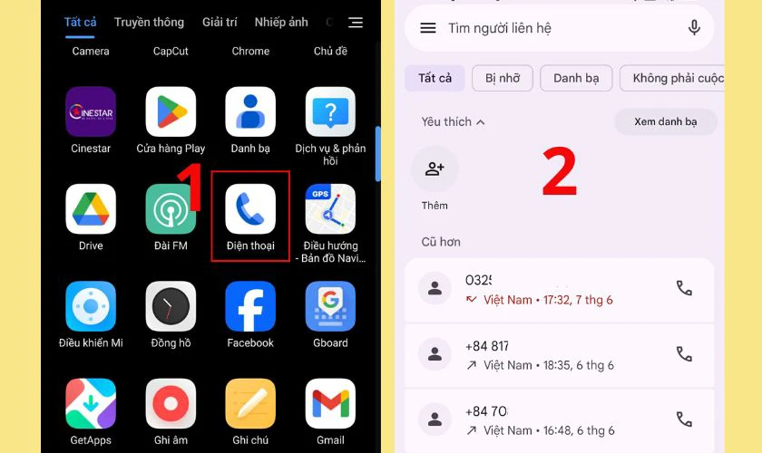 Cách bỏ chặn số điện thoại trên Xiaomi - Mở ứng dụng Điện thoại