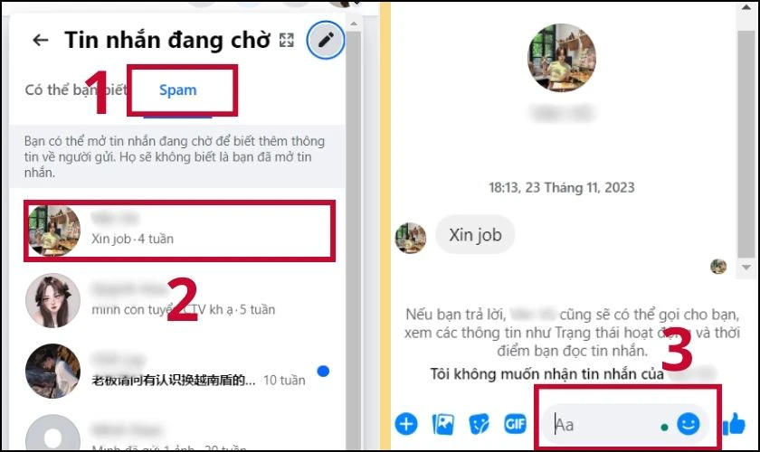 Cách bỏ Spam tin nhắn trên Messenger bằng máy tính