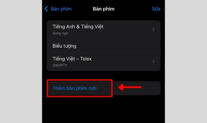 Chọn thêm bàn phím