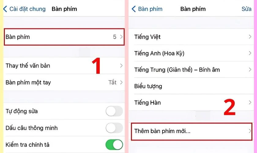 Trong mục Cài đặt chung, chọn Bàn phím