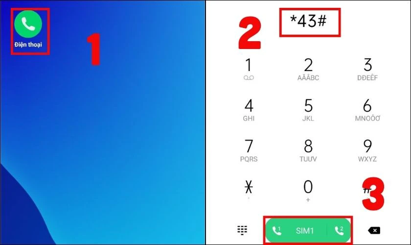 Bạn nhập chính xác cú pháp *43# trên bàn phím số của điện thoại