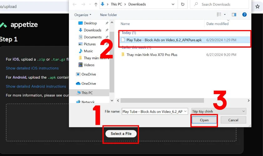 Cách chạy file APK trên PC không cần giả lập bằng Appetize bước 2