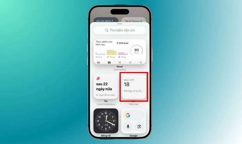 Bạn chọn Lịch để xem các kiểu hiển thị có sẵn