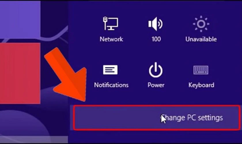 Ở cuối giao diện, chọn vào mục Change PC Settings