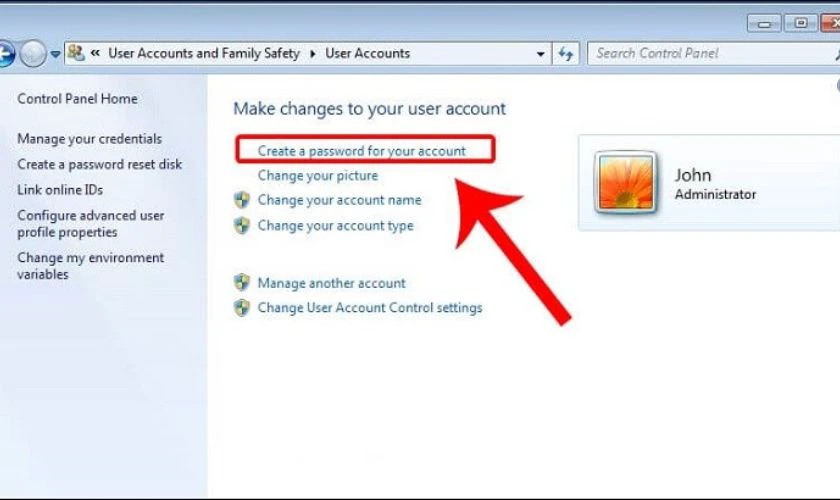 Bạn nhấn vào Create a password for your account