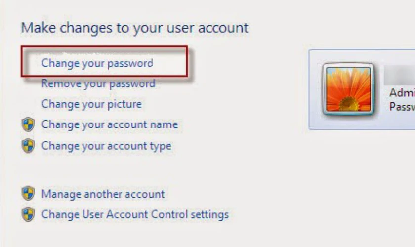 Sau đó bạn chọn Change your password