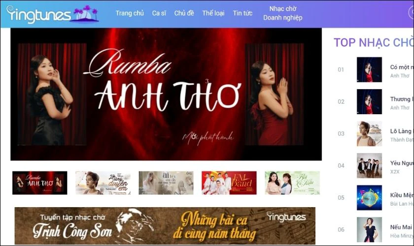 Truy cập website ringtunes.vinaphone.com.vn