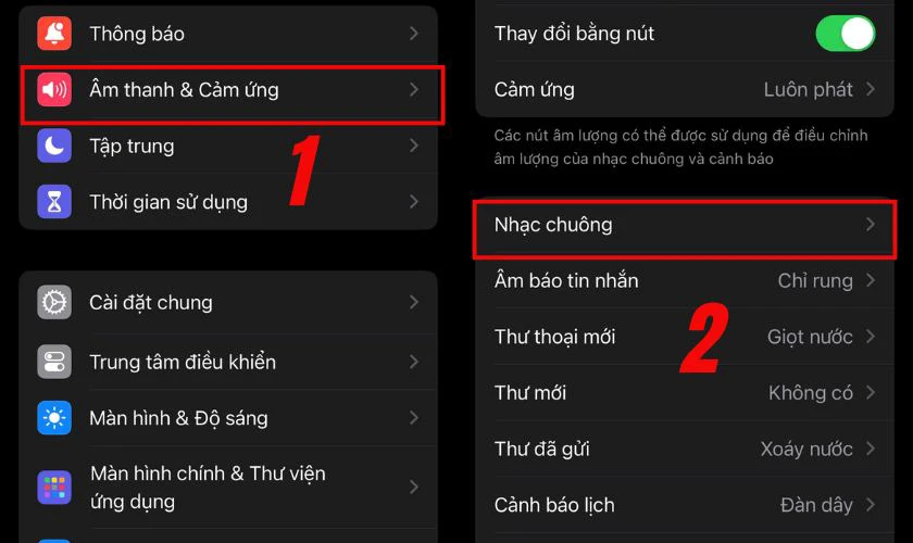 Trong mục Nhạc chuông, chọn bài hát vừa tải về từ 3uTools là bạn đã thiết lập xong
