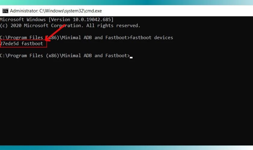 Kiểm tra kết nối Fastboot