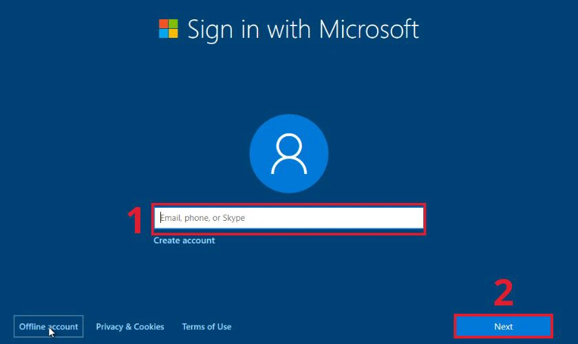 Bạn có thể nhập tài khoản Microsoft