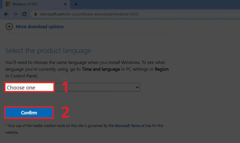 Chọn ngôn ngữ Vietnamese hoặc English