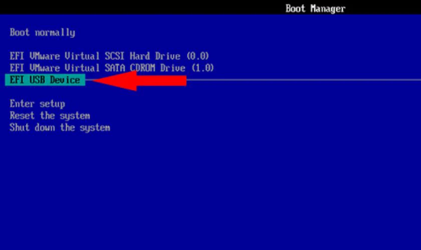 Sau khi nhấn giao diện BOOT sẽ hiển thị ra