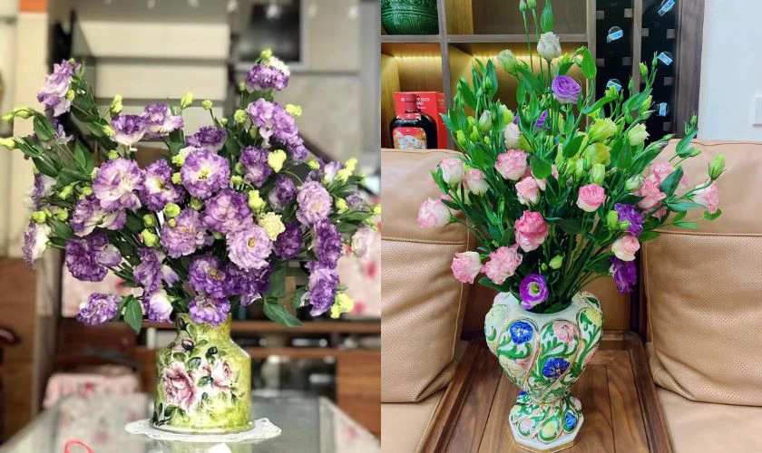 Cách cắm hoa cát tường ngày Tết bất đối xứng