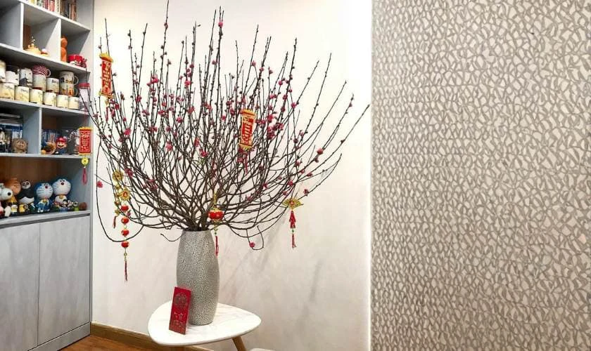 Mẫu cắm hoa đào giả đơn giản mà đẹp