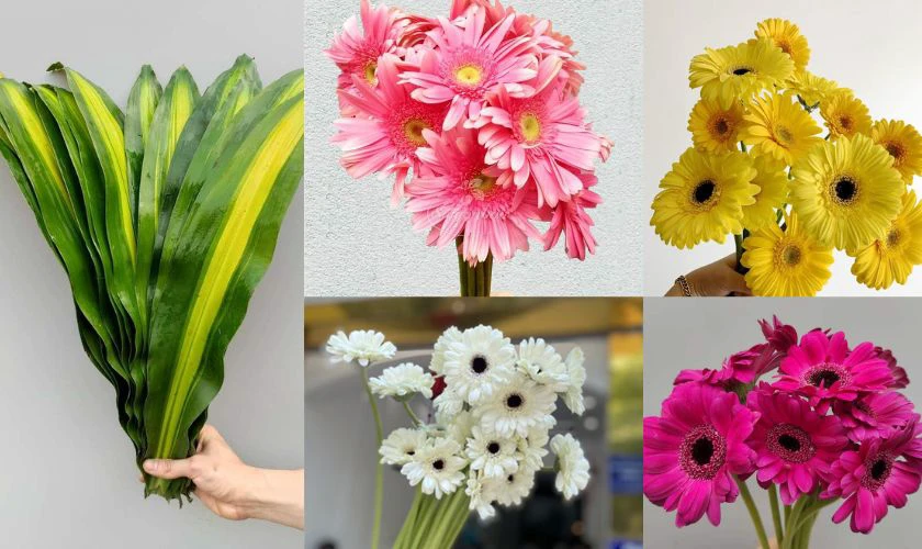 Nguyên liệu chuẩn bị cắm hoa hình tam giác