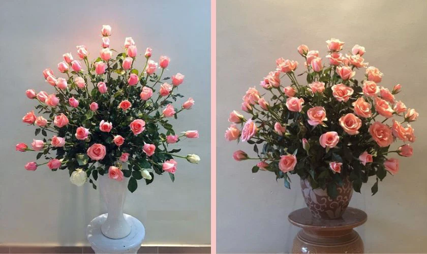 Cách cắm hoa hồng ngày Tết hình dẻ quạt