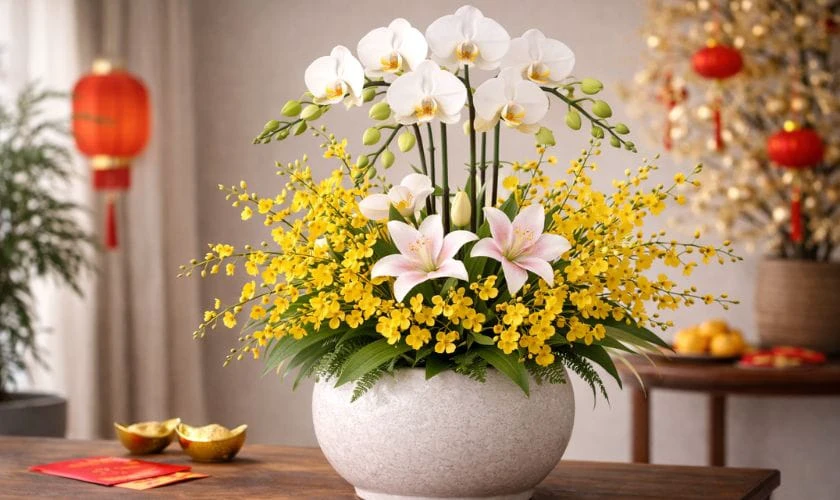 Cách cắm hoa lan ngày Tết đẹp