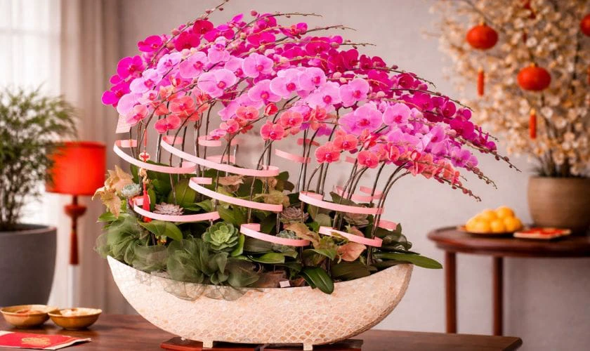 Cách cắm hoa lan ngày Tết văn phòng