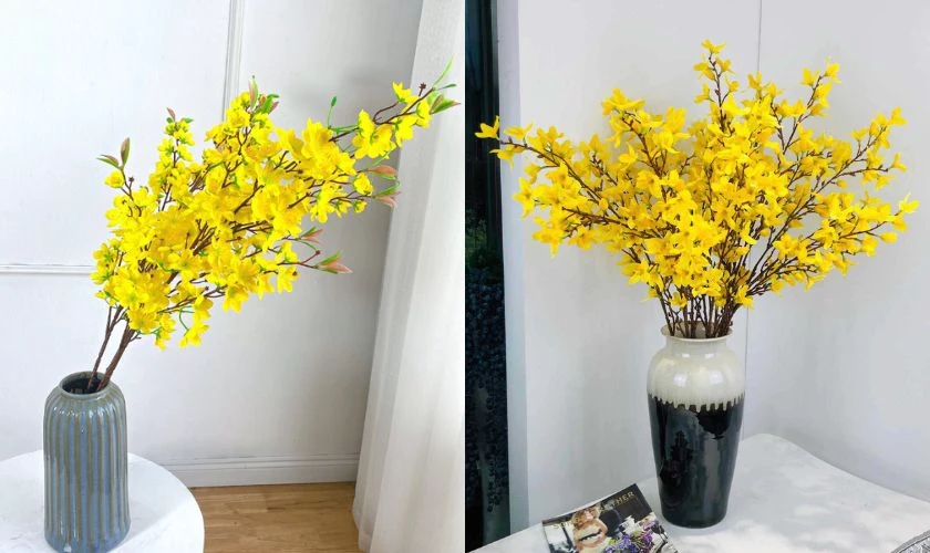 Mẫu cắm hoa mai Tết 2026 Bính Ngọ đẹp tại nhà