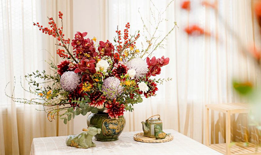 Mẫu cắm hoa ngày Tết đẹp tại nhà