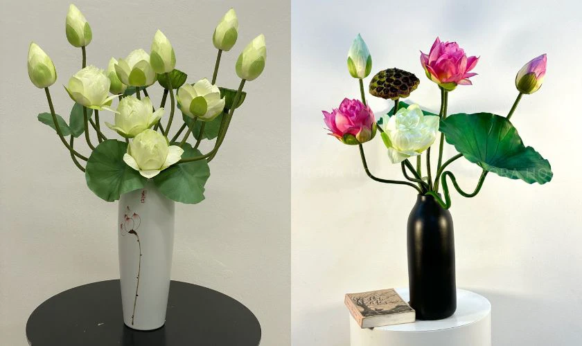 Mẫu cắm hoa sen ngày Tết 2026 đẹp tại nhà