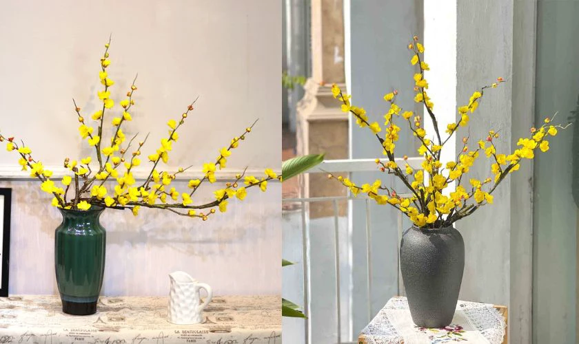 Mẫu cắm hoa mai đẹp tại nhà