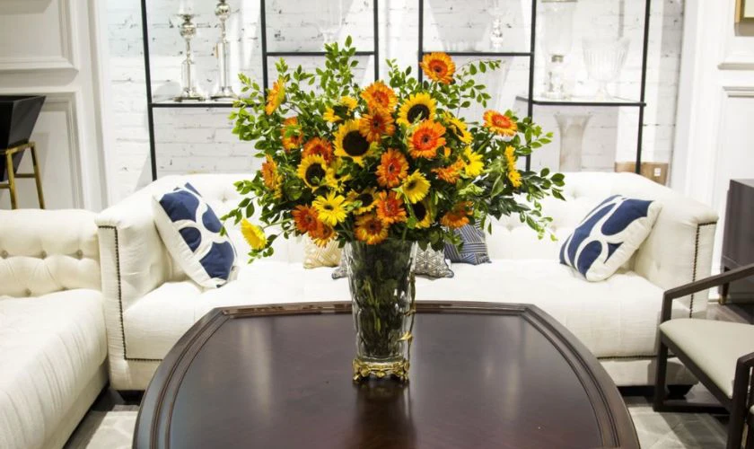 Mẫu cắm hoa hướng dương mix đồng tiền đẹp tại nhà