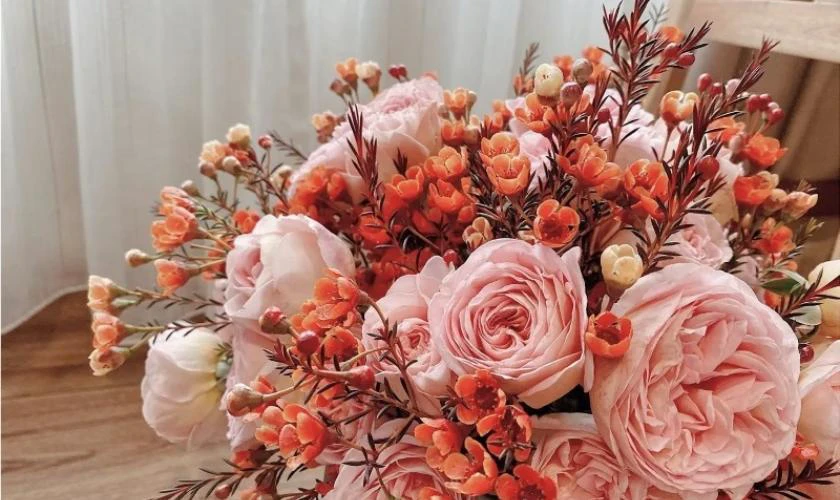 Mẫu Cắm Hoa Thanh Liễu Tone Hồng