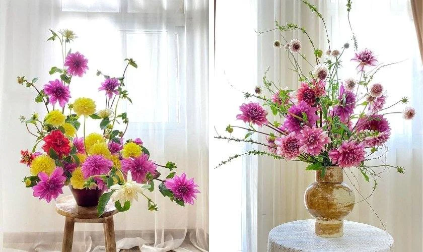 Bình hoa nhiều màu sắc