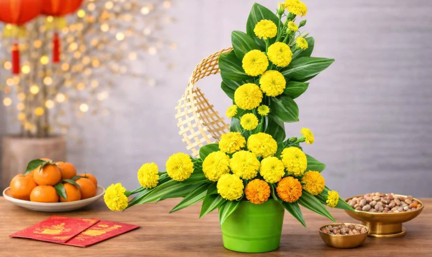 Mẫu cắm hoa vạn thọ