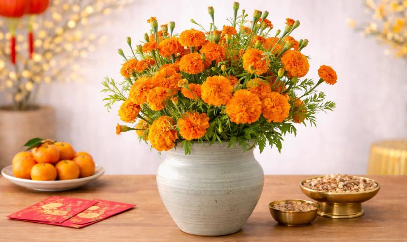 Mẫu cắm hoa vạn thọ đẹp