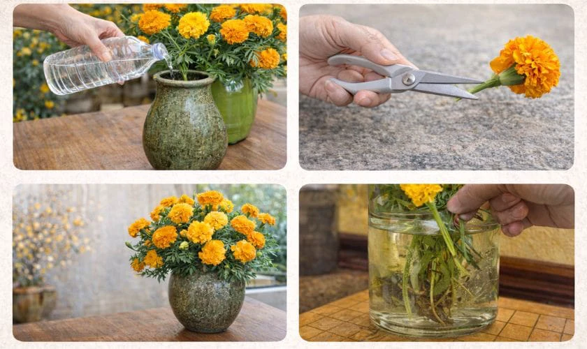 Mẹo bảo quản hoa vạn thọ chưng tết lâu tàn