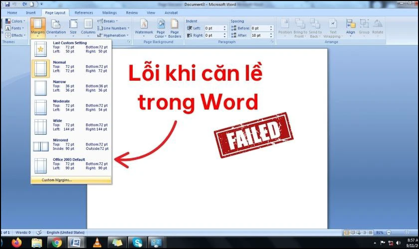 Lỗi thường gặp khi căn lề trong Word
