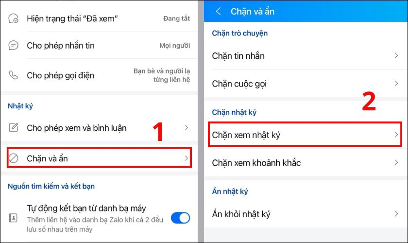 Tại mục chặn nhật ký, bạn chọn Chặn xem nhật ký