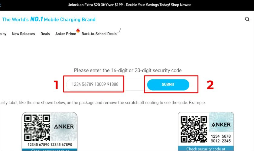 Check củ sạc Anker chính hãng bằng mã bảo mật đơn giản