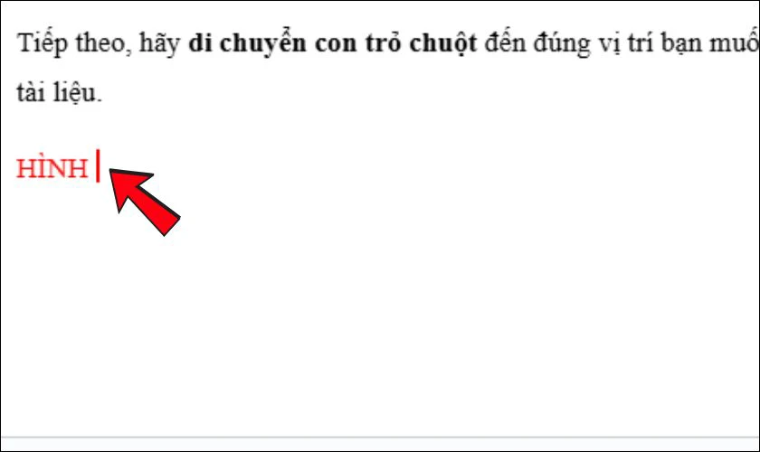 Di chuyển chuột đến vị trí bạn muốn hình ảnh xuất hiện
