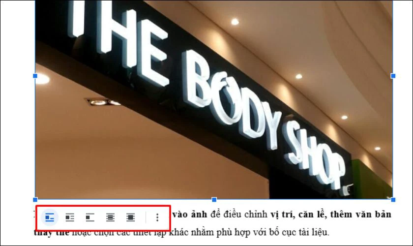 Điều chỉnh kích thước, vị trí ảnh hoặc các thuộc tính khác